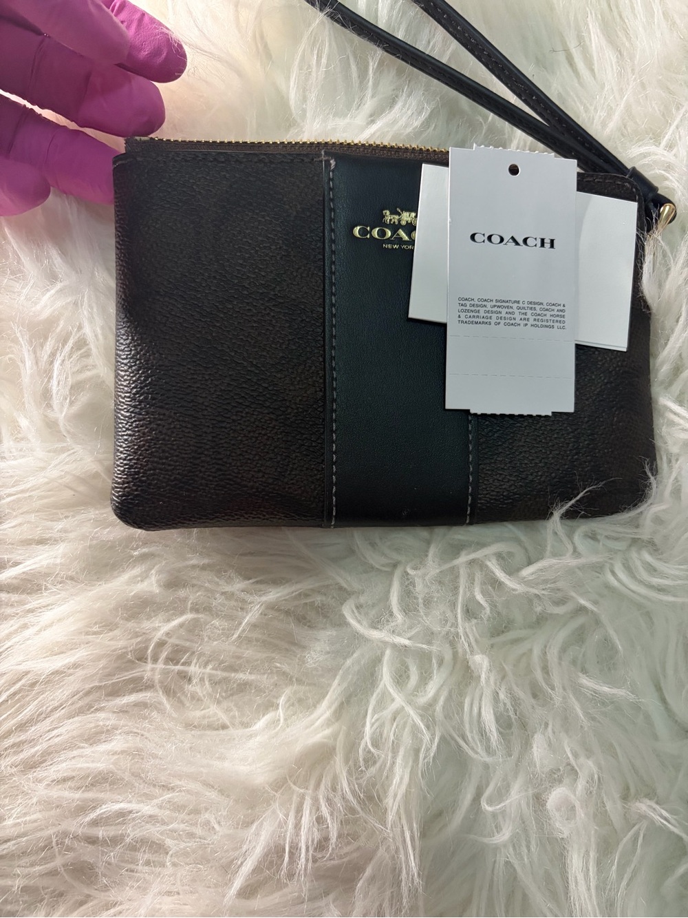 COACH Black and brown  Wristlet